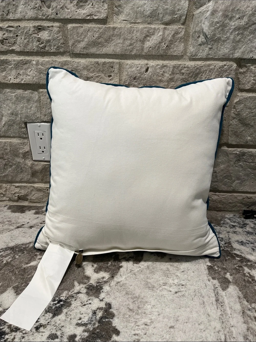 NEW Pier 1 Blue and White Bunny Plaid Holiday Pillow